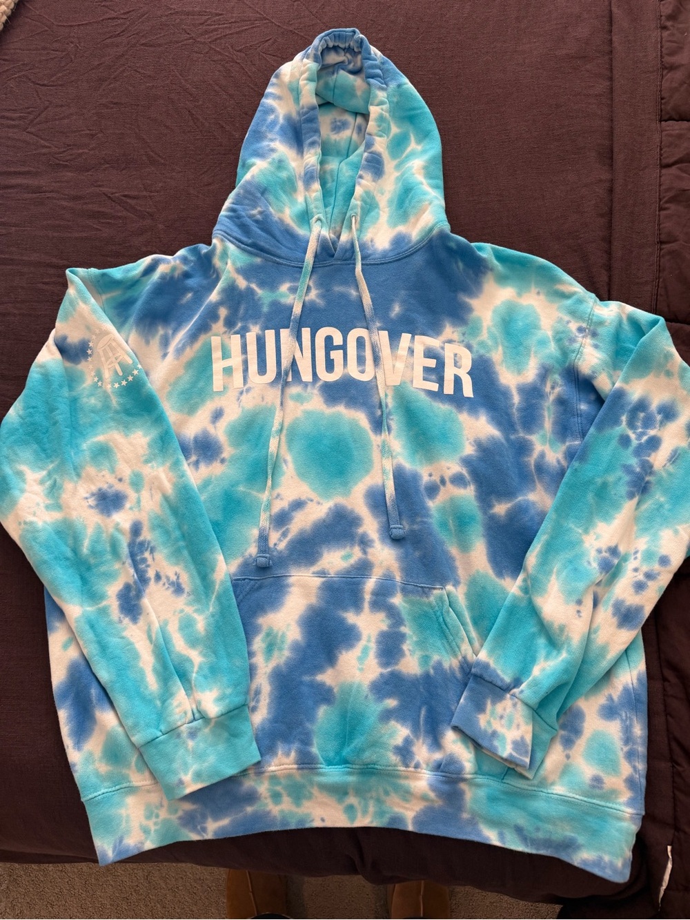 Tie-Dye Blue & White 'HUNGOVER' Pullover Hoodie